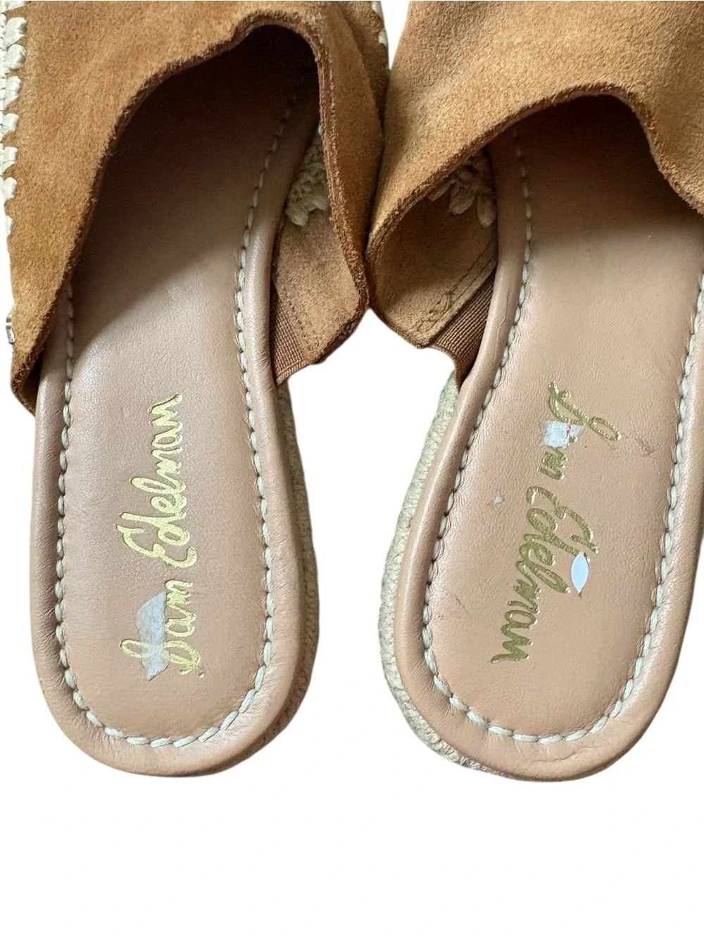 Sam Edelman Austin Suede Espadrille Mules Tan Brown Slip On Size 7.5